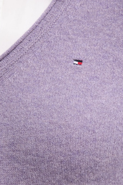 Tommy Hilfiger sweter wełniany damski kolor fioletowy lekki WW0WW43505 - zdjęcie produktu nr 2