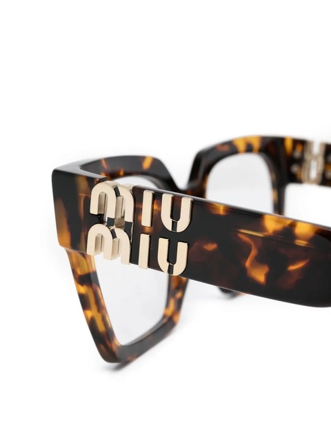 Miu Miu Eyewear tortoise square frame glasses - Brown - zdjęcie produktu nr 2