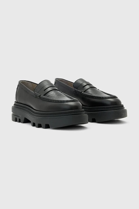 AllSaints mokasyny skórzane BETH LTHR LOAFER damskie kolor czarny na płaskim obcasie W059FD - zdjęcie produktu nr 2
