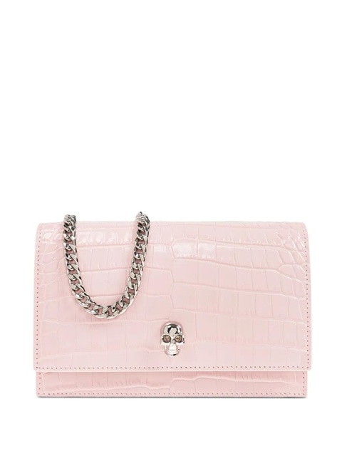 Alexander McQueen small Skull crocodile-embossed shoulder bag - Pink - zdjęcie produktu nr 1