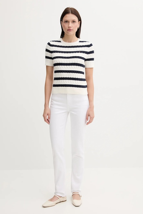 Tommy Hilfiger sweter bawełniany damskie kolor beżowy WW0WW45656 - zdjęcie produktu nr 2