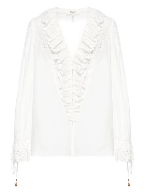 Chloé broderie-anglaise ruffled blouse - White - zdjęcie produktu nr 1