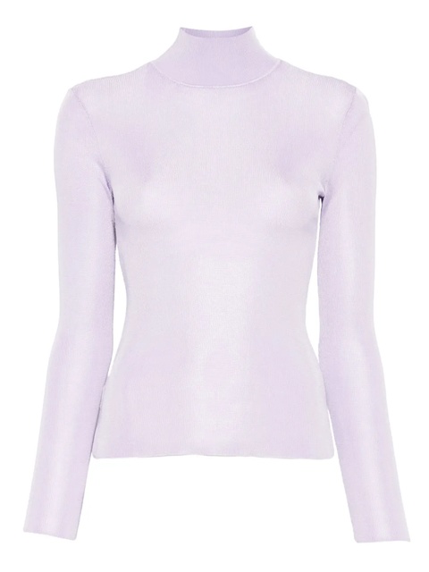 Self-Portrait ribbed high-neck top - Purple - zdjęcie produktu nr 1