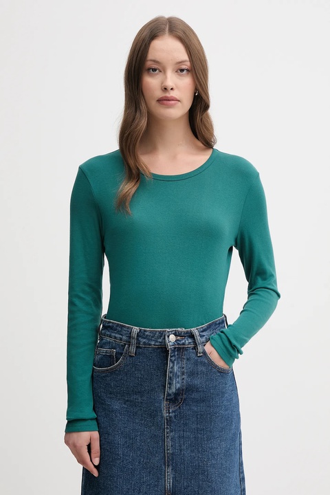 United Colors of Benetton longsleeve bawełniany kolor zielony 3GA2E16F9 - zdjęcie produktu nr 1