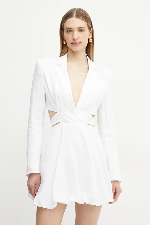 Bardot sukienka lniana kolor biały mini prosta 59860DB - zdjęcie produktu nr 1