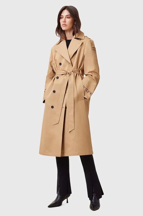 AllSaints trencz bawełniany DEMMI damski kolor brązowy przejściowy dwurzędowy W027OC - zdjęcie produktu nr 1