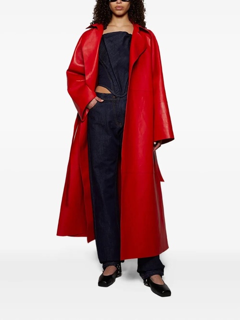 Magda Butrym belted leather coat - Red - zdjęcie produktu nr 2