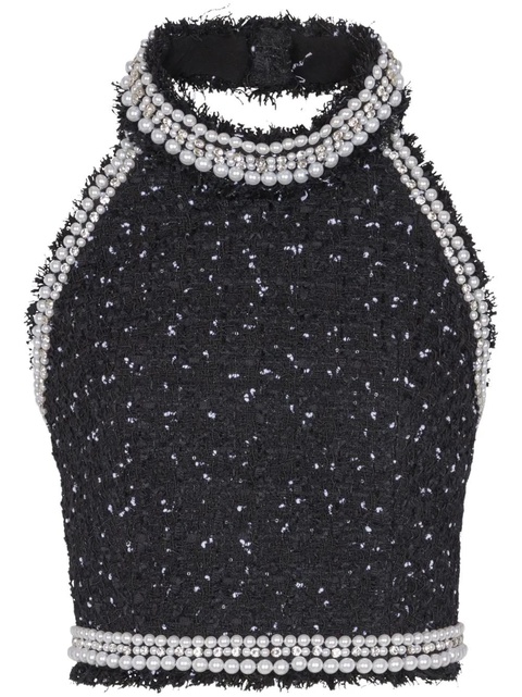 Balmain halterneck tweed cropped top - Black - zdjęcie produktu nr 1