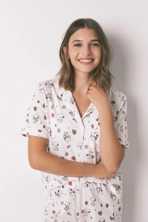 women'secret piżama bawełniana SNOOPY damska kolor beżowy bawełniana 3132214 - zdjęcie produktu nr 2