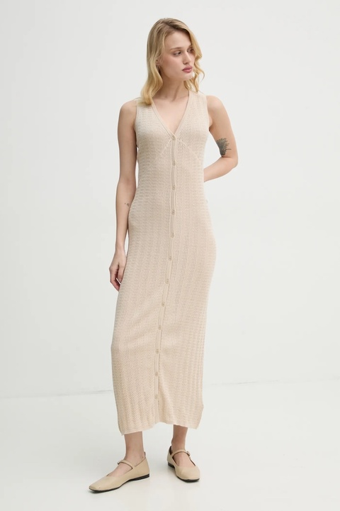 Filippa K sukienka bawełniana kolor beżowy maxi dopasowana 31090 - zdjęcie produktu nr 2
