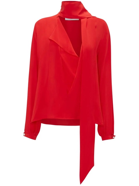 Victoria Beckham scarf-detail silk blouse - Red - zdjęcie produktu nr 1