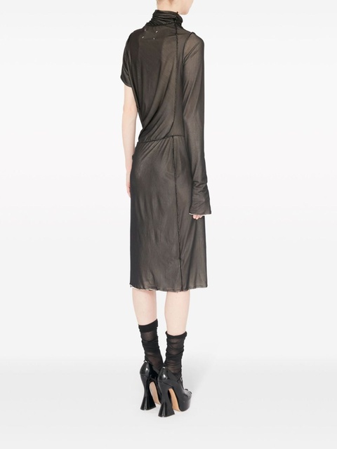 Maison Margiela asymmetric ruched midi dress - Black - zdjęcie produktu nr 2