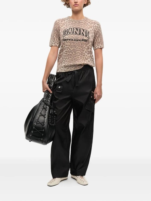 GANNI intarsia-knit logo T-shirt - Neutrals - zdjęcie produktu nr 2