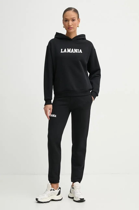 La Mania bluza damska kolor czarny z kapturem z nadrukiem YOUNG - zdjęcie produktu nr 2