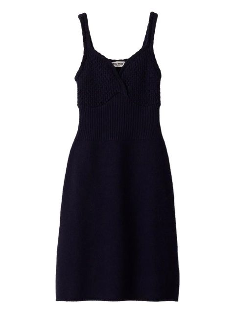 Miu Miu logo-detail knit mini dress - Blue - zdjęcie produktu nr 1