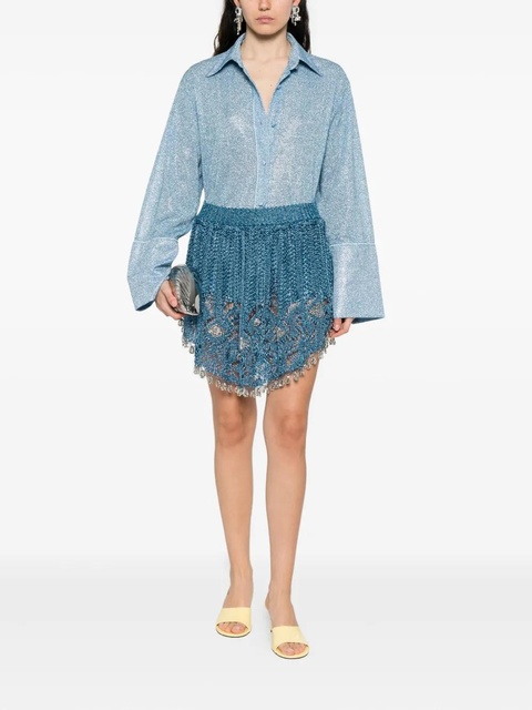 Oséree glitter-detail button-up shirt - Blue - zdjęcie produktu nr 2