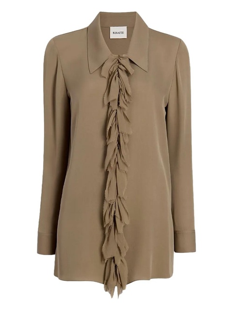 KHAITE ruffle-detail blouse - Brown - zdjęcie produktu nr 1