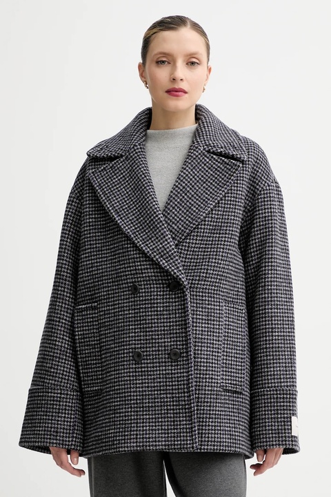 Calvin Klein płaszcz z dodatkiem wełny kolor szary LV044D531G - zdjęcie produktu nr 1