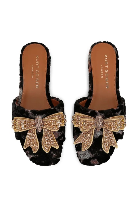 Kurt Geiger London klapki Kensington Bow Flat Sdl damskie kolor czarny 655735689 - zdjęcie produktu nr 1