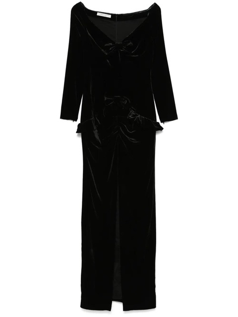 Alessandra Rich bow-detail velvet gown - Black - zdjęcie produktu nr 1