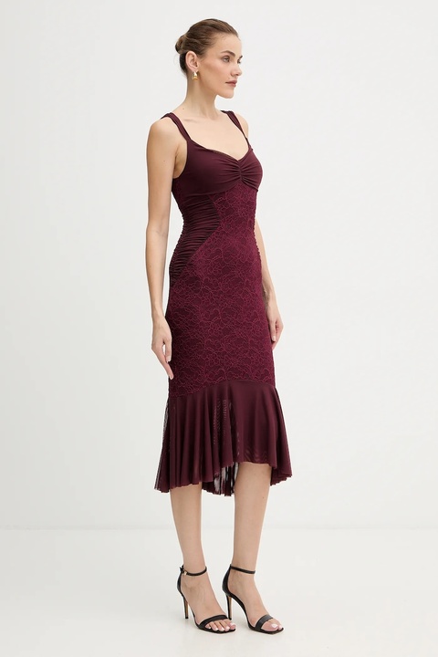 Guess sukienka CAITLYN kolor bordowy midi dopasowana W5BK17 KB7V2 - zdjęcie produktu nr 1