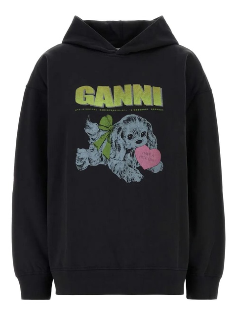 GANNI graphic cotton sweatshirt - Black - zdjęcie produktu nr 1