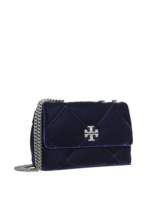 Tory Burch small Kira diamond-quilted velvet shoulder bag - Blue - zdjęcie produktu nr 2