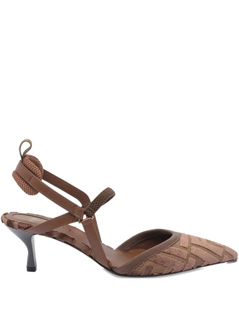 FENDI 55mm FF-logo slingback heeled pumps - Brown - zdjęcie produktu nr 1