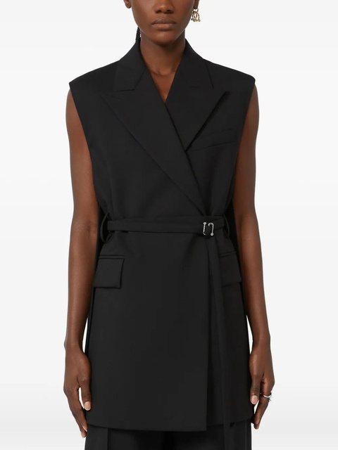 Sportmax peak-collar belted waistcoat - Black - zdjęcie produktu nr 2