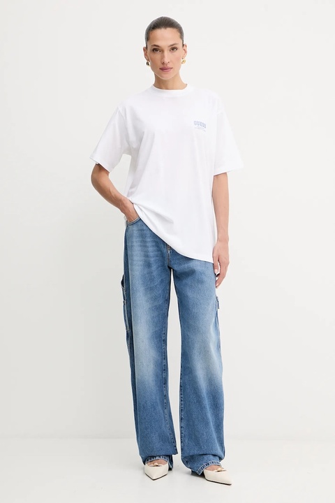 Guess t-shirt bawełniany damski kolor biały W5YI10 JA914 - zdjęcie produktu nr 1