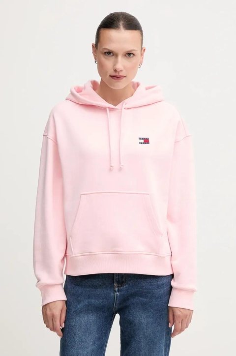 Tommy Jeans bluza bawełniana damska kolor różowy z kapturem DW0DW19414 - zdjęcie produktu nr 1