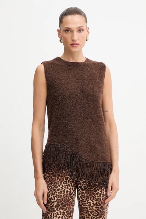 Simona Corsellini kamizelka z dodatkiem wełny damski kolor brązowy A25CPTOO0101 - zdjęcie produktu nr 1