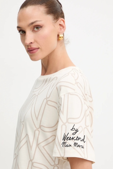 Weekend Max Mara t-shirt bawełniany damski kolor beżowy 2525976051600 - zdjęcie produktu nr 2