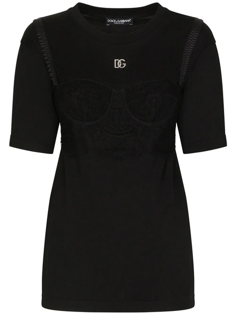 Dolce & Gabbana bralette-detailed short sleeved T-shirt - Black - zdjęcie produktu nr 1