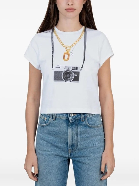Rabanne camera-print cotton T-shirt - White - zdjęcie produktu nr 1