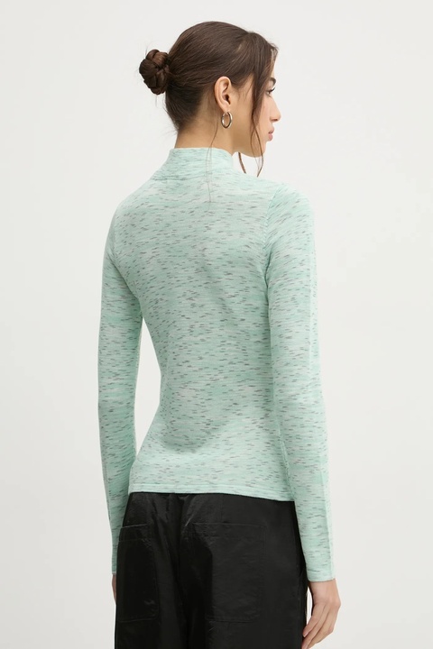 Karl Lagerfeld Jeans sweter damski kolor zielony lekki z półgolfem A1W18025 - zdjęcie produktu nr 2