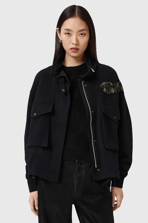 AllSaints kurtka bawełniana kolor czarny przejściowa W151JD - zdjęcie produktu nr 1