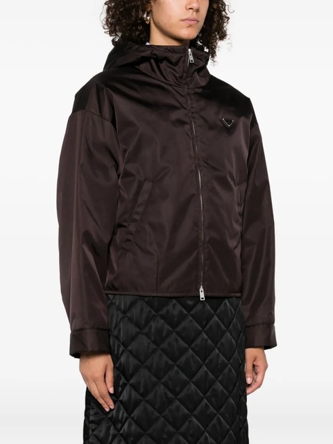 Prada logo-plaque hooded jacket - Brown - zdjęcie produktu nr 2