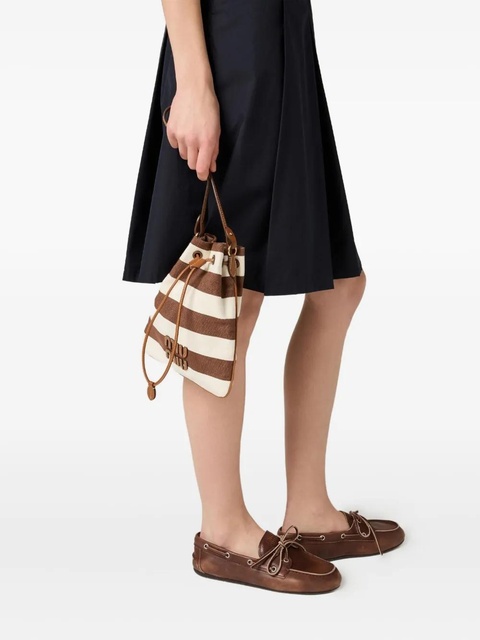 Miu Miu striped drawstring bucket bag - Brown - zdjęcie produktu nr 2