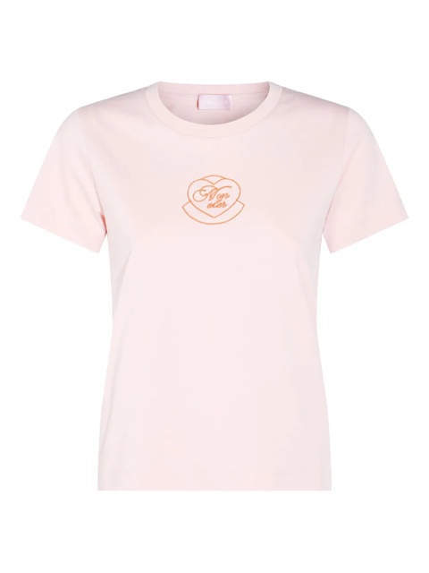 Moncler heart-embroidered logo T-shirt - Pink - zdjęcie produktu nr 1