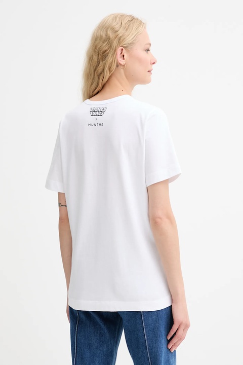 MUNTHE t-shirt bawełniany LACIN damski kolor biały 253110125360 - zdjęcie produktu nr 2