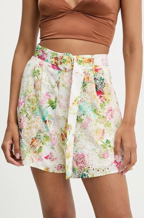 Answear.LAB szorty damskie kolor beżowy wzorzyste high waist - zdjęcie produktu nr 1