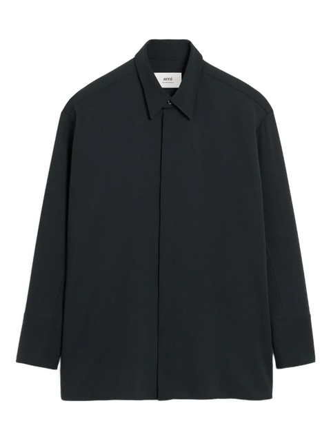 AMI Paris classic-collar wool shirt - Black - zdjęcie produktu nr 1