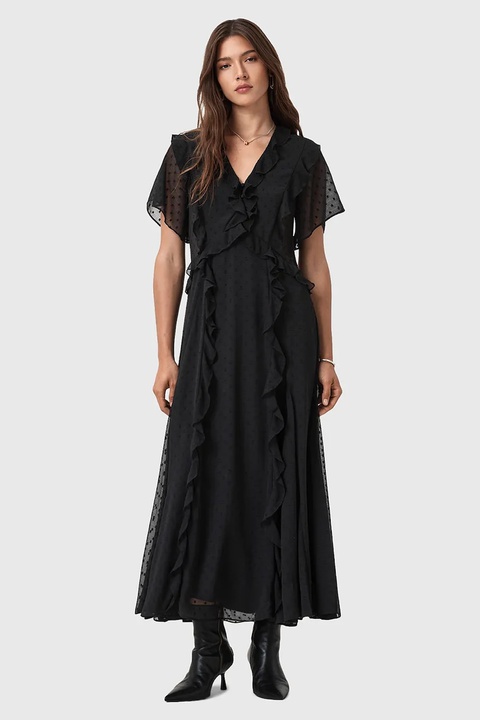 AllSaints sukienka MARI kolor czarny maxi rozkloszowana W016DD - zdjęcie produktu nr 1