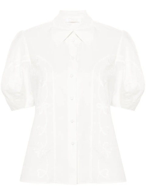 Chloé embroidery-detail poplin shirt - White - zdjęcie produktu nr 1