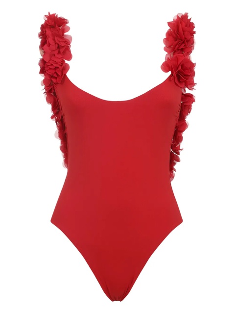 La Reveche flower-embellished swimsuit - Red - zdjęcie produktu nr 1