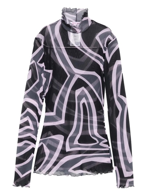 PUCCI abstract-print mesh top - Black - zdjęcie produktu nr 1