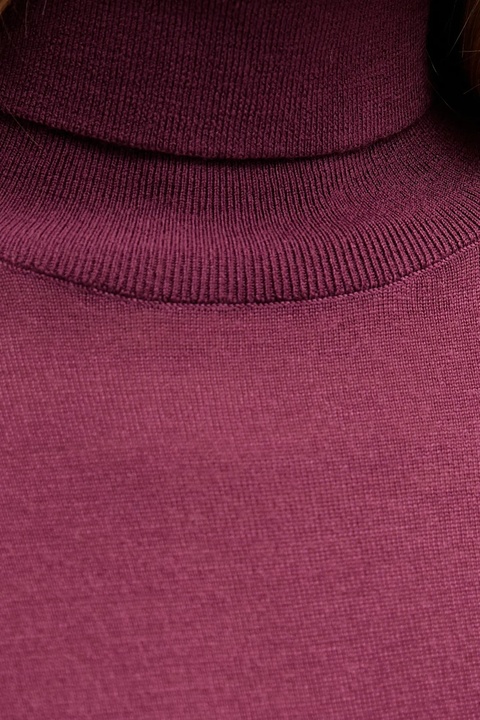 United Colors of Benetton sweter wełniany damski kolor fioletowy lekki z golfem 11AHD203Y - zdjęcie produktu nr 2