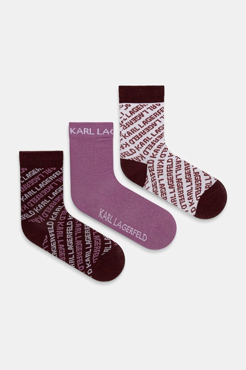 Karl Lagerfeld skarpetki K/MONOGRAM 3-pack kolor bordowy A4W47033 - zdjęcie produktu nr 2
