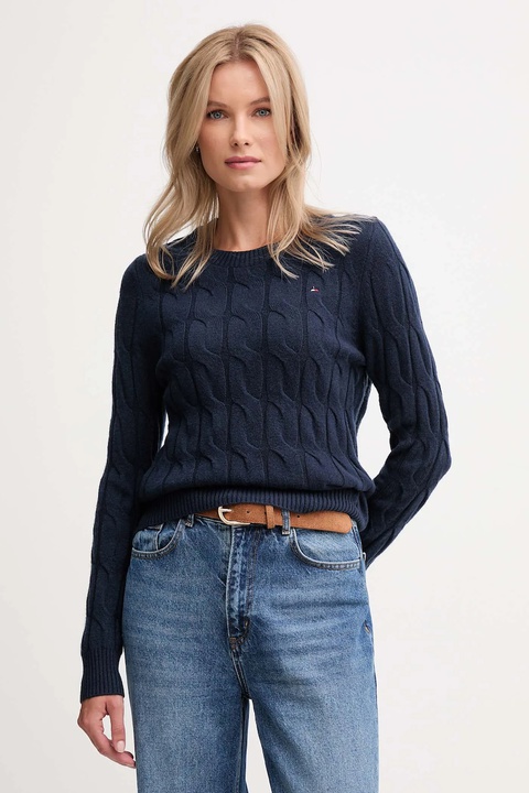Tommy Hilfiger sweter wełniany damski kolor granatowy lekki WW0WW43586 - zdjęcie produktu nr 2